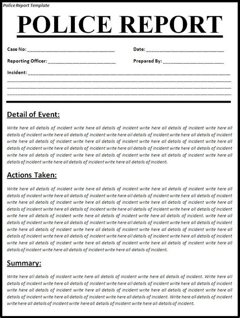 police report template for students pdf